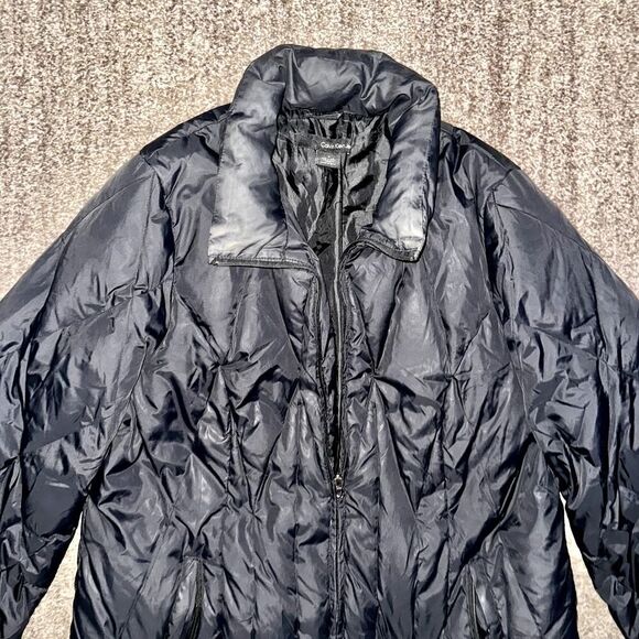 Calvin Klein Jeans Women's Black Full Zip Collared Down Puffer Jacket in Black - Picture 11 of 12